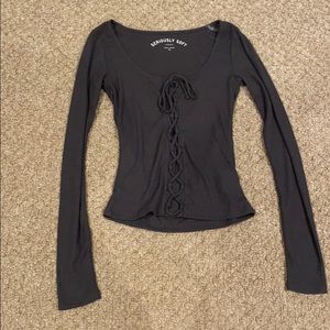 Dark grey tie up top